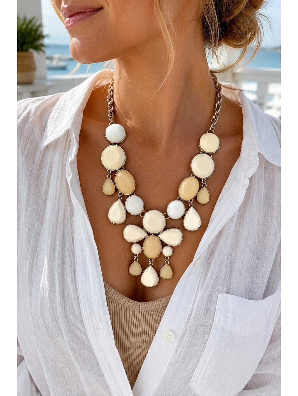 Banana Republic Ivory Yellow Statement Bib Necklace
